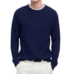 NWT Madewell Cotton Shaker Stitch Crewneck Sweater Deep Indigo Blue Men’s Medium